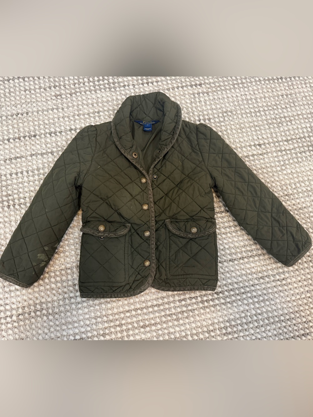 Polo Ralph Lauren Girls Quilted Hooded Jacket Olive Green Size 5